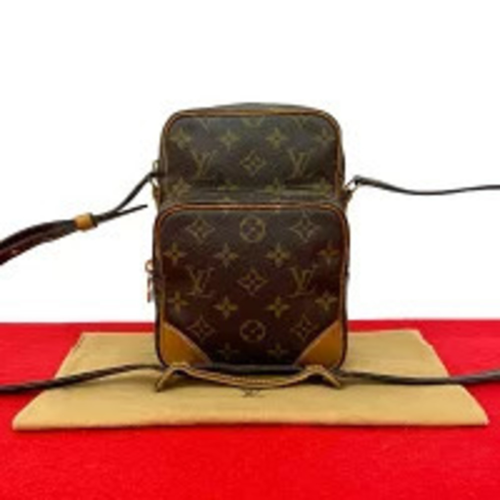Louis Vuitton Amazon Monogram Leather Pochette Shoulder Bag Brown